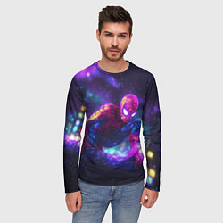 Лонгслив мужской Человек-паук неоновый свет, цвет: 3D-принт — фото 2