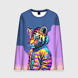 Лонгслив мужской Cool tiger cub - pop art, цвет: 3D-принт