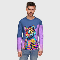 Лонгслив мужской Cool tiger cub - pop art, цвет: 3D-принт — фото 2