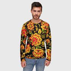 Лонгслив мужской Хохлома - роспись, цвет: 3D-принт — фото 2