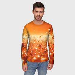 Лонгслив мужской Оранжевые блестящие частицы текстура, цвет: 3D-принт — фото 2