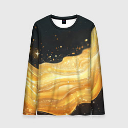 Лонгслив мужской Золотистая материя на черном фоне, цвет: 3D-принт