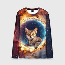 Мужской лонгслив Сингапурская кошка в космосе