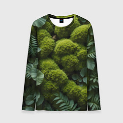 Лонгслив мужской Зеленый мох и листья, цвет: 3D-принт