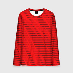 Лонгслив мужской Красный полосатый, цвет: 3D-принт