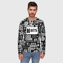 Лонгслив мужской Bangtan Boys pattern black, цвет: 3D-принт — фото 2