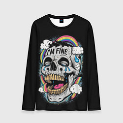 Мужской лонгслив Skull and rainbow - im fine