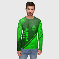 Лонгслив мужской Real Madrid - green gradient вертикально, цвет: 3D-принт — фото 2