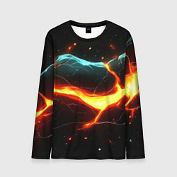 Лонгслив мужской Лава в черной текстуре, цвет: 3D-принт