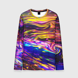 Лонгслив мужской Неоновые полосы текстура, цвет: 3D-принт