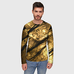 Лонгслив мужской Золото с черной текстурой, цвет: 3D-принт — фото 2
