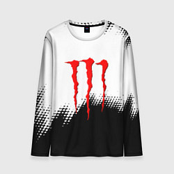 Лонгслив мужской Monster energy чёрно белые краски, цвет: 3D-принт