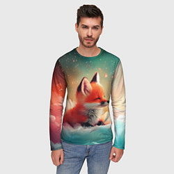 Лонгслив мужской Милый лисенок спит на облаке, цвет: 3D-принт — фото 2