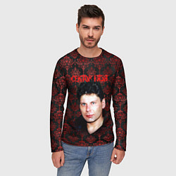Лонгслив мужской Сектор газа красные узоры, цвет: 3D-принт — фото 2