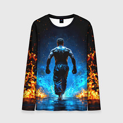 Мужской лонгслив Боец крав-мага в синем пламени