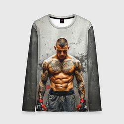 Лонгслив мужской Дастин Порье на сером, цвет: 3D-принт