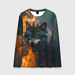 Мужской лонгслив Злой волк в огне