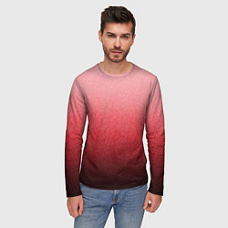 Лонгслив мужской Мягкий градиент красно-розовый текстура крошка, цвет: 3D-принт — фото 2