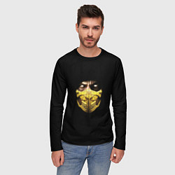 Лонгслив мужской Лицо ниндзя в желтой маске, цвет: 3D-принт — фото 2