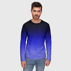 Лонгслив мужской Градиент индиго из чёрно в синий текстура крошка, цвет: 3D-принт — фото 2