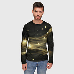 Лонгслив мужской Золотистый свет на черной текстуре, цвет: 3D-принт — фото 2
