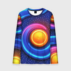 Лонгслив мужской Оранжевый круг и голубые линии текстура, цвет: 3D-принт