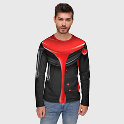 Лонгслив мужской Красная и черная краска текстура, цвет: 3D-принт — фото 2