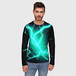 Лонгслив мужской Color light blue black, цвет: 3D-принт — фото 2