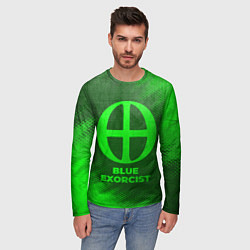 Лонгслив мужской Blue Exorcist - green gradient, цвет: 3D-принт — фото 2