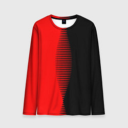 Лонгслив мужской Чёрно-красный пополам с переходом, цвет: 3D-принт