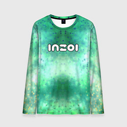 Лонгслив мужской Inzoi белый логотип на зеленом фоне, цвет: 3D-принт