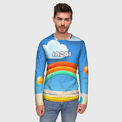Лонгслив мужской Inzoi объемная радуга и облака, цвет: 3D-принт — фото 2