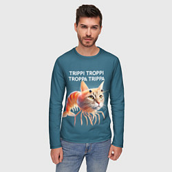 Лонгслив мужской Trippi troppi troppa trippa - brainrot cat meme, цвет: 3D-принт — фото 2