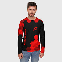 Лонгслив мужской Need for Speed - red gradient вертикально, цвет: 3D-принт — фото 2