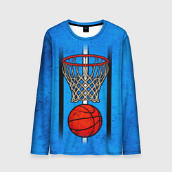 Лонгслив мужской Кольцо с баскетбольным мячом на синем, цвет: 3D-принт