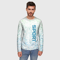 Лонгслив мужской Sport бело-голубой, цвет: 3D-принт — фото 2