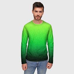 Лонгслив мужской Градиент мозаика зелёный в тёмный, цвет: 3D-принт — фото 2