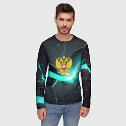 Лонгслив мужской Неоновые плиты и золотой герб РФ, цвет: 3D-принт — фото 2