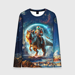 Мужской лонгслив Космонавт на тираннозавре - затерянная планета