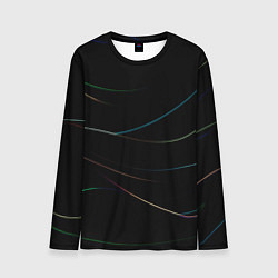 Лонгслив мужской Чёрный с неоновыми полосами, цвет: 3D-принт