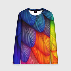 Лонгслив мужской Радужные перья попугая, цвет: 3D-принт