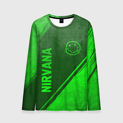 Лонгслив мужской Nirvana - green gradient вертикально, цвет: 3D-принт