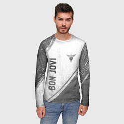 Лонгслив мужской Bon Jovi - white gradient вертикально, цвет: 3D-принт — фото 2