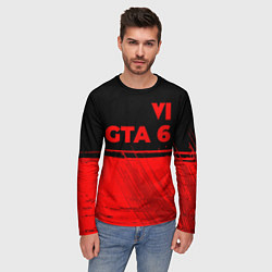 Лонгслив мужской GTA 6 - red gradient посередине, цвет: 3D-принт — фото 2