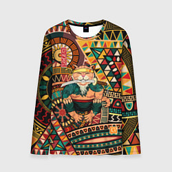 Лонгслив мужской Кот самурай - Айко, цвет: 3D-принт