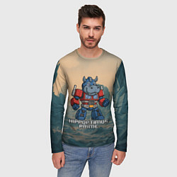 Лонгслив мужской Гиппоптимус Прайм - бегемот трансформер, цвет: 3D-принт — фото 2