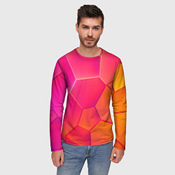 Лонгслив мужской Розово-оранжевые плиты, цвет: 3D-принт — фото 2