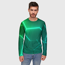 Лонгслив мужской Зеленые неоновые плитки, цвет: 3D-принт — фото 2