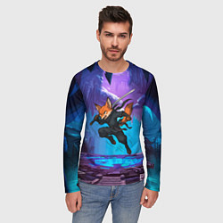 Лонгслив мужской Лис ниндзя в прыжке, цвет: 3D-принт — фото 2