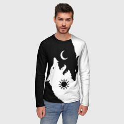 Лонгслив мужской Мистические волки дня и ночи инь-янь, цвет: 3D-принт — фото 2
